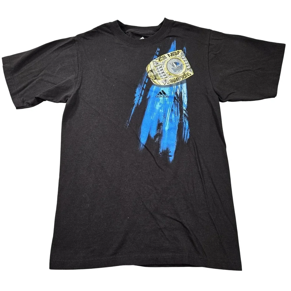 Dallas Mavericks Shirt Mens Small Black NBA Basketball Adidas 2011 Champions